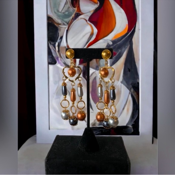 1990s Colorful Pierced Earrings - Picture 1 of 2